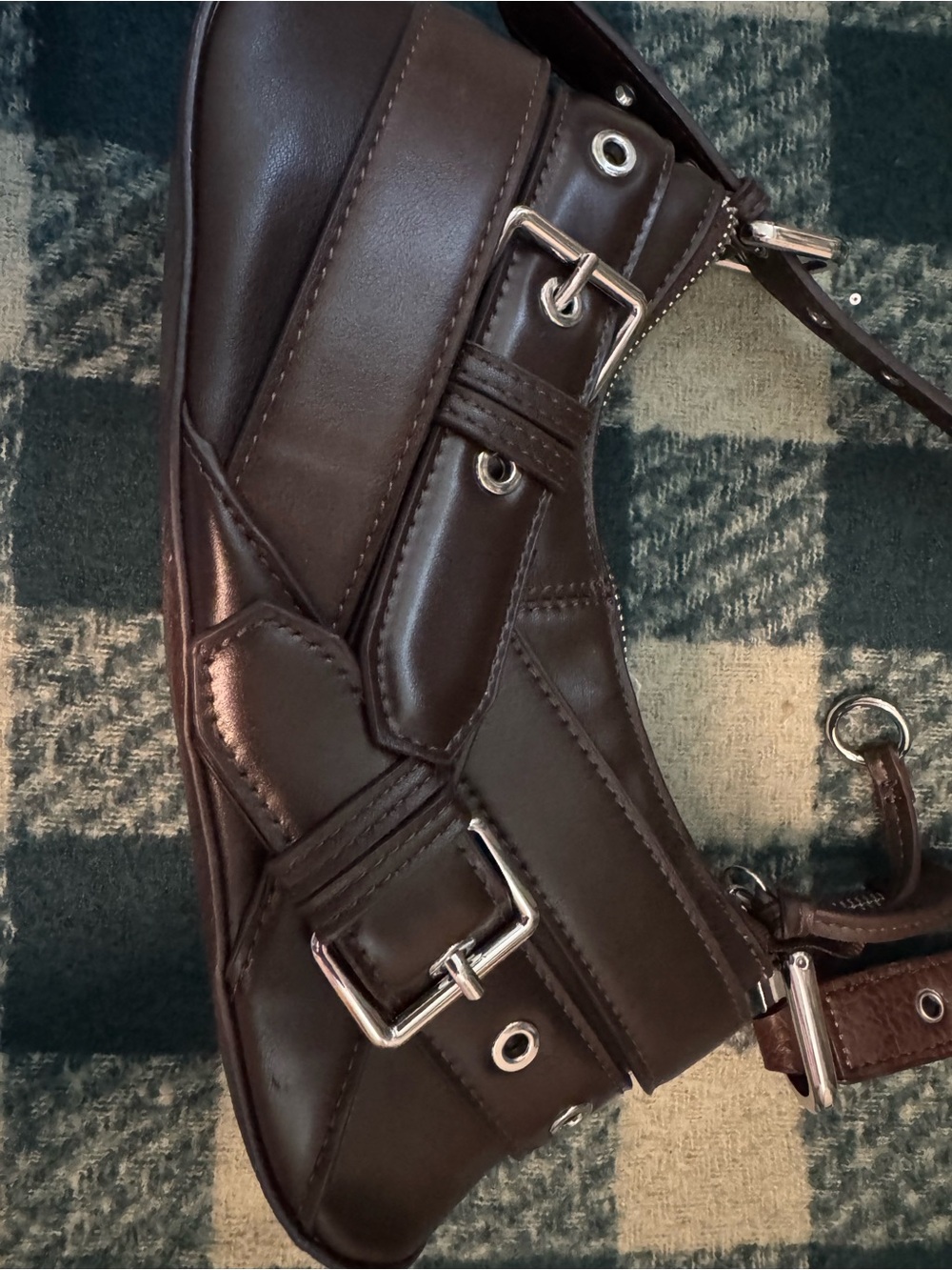 Zara Dark Brown Buckled Shoulder Bag - Picture 4 of 4
